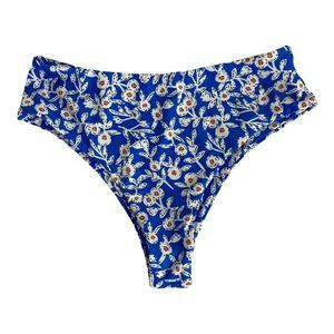 Shein Womans Swim Bottoms Size Small Blue White Floral High Cut NEW